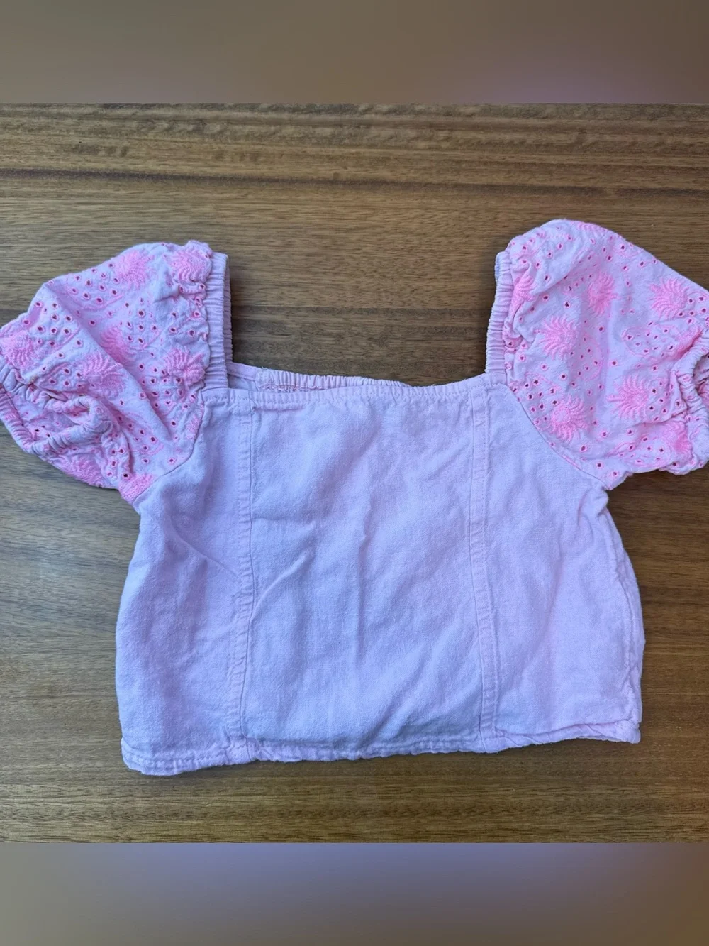 Bundle (2) Girls Pink Eyelet Top + Strawberry Print Size 8